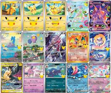Pokémon 30th Celebration cards collage, including the new Futuristic Rare Mew and Mewtwo ex